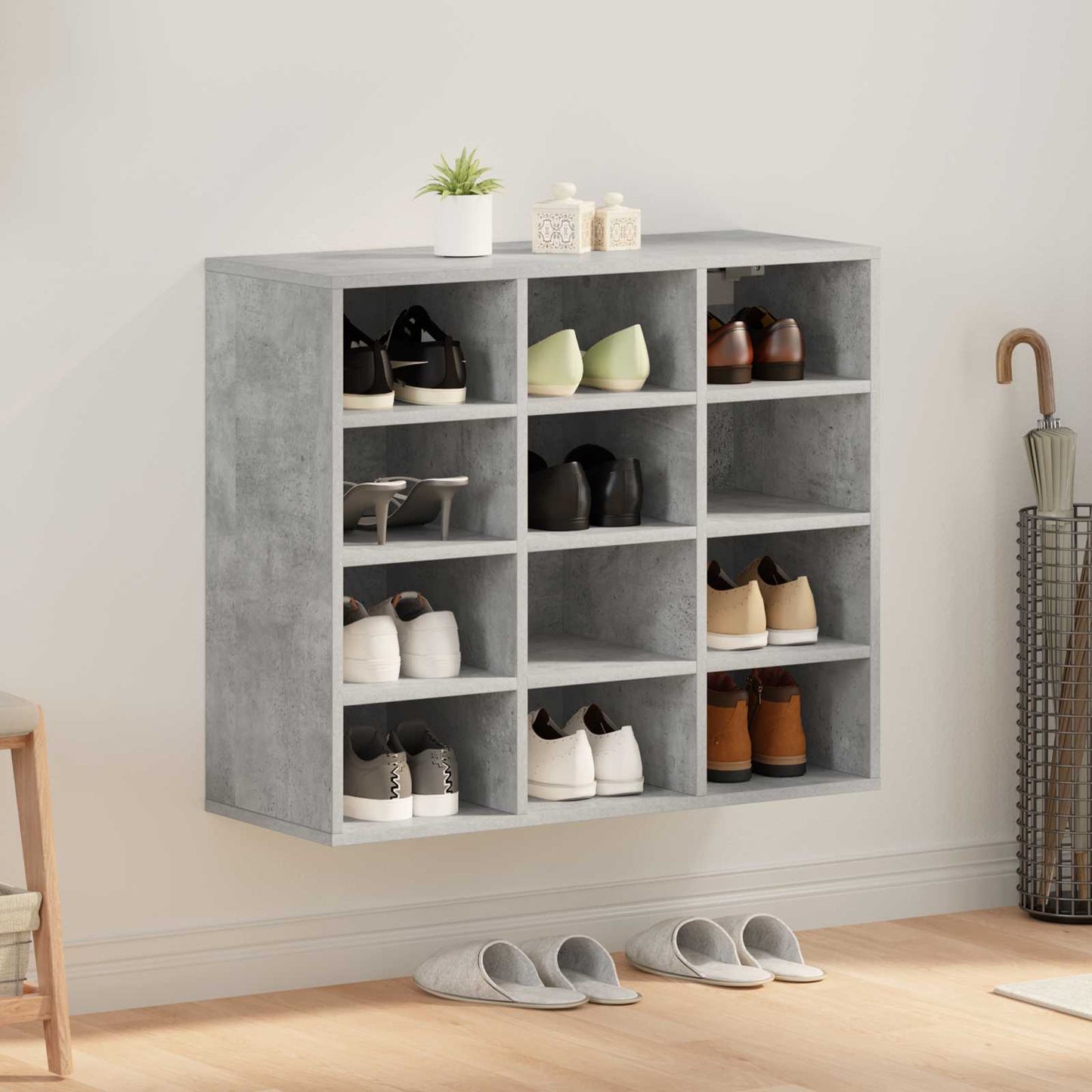 Shoe Cabinet Concrete grey 77.5 x 30 x 67 cm Engineered Wood