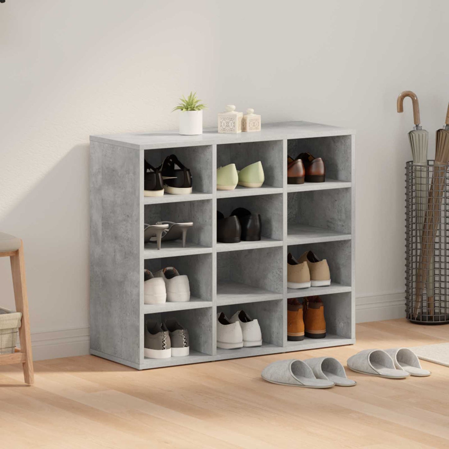 Shoe Cabinet Concrete grey 77.5 x 30 x 67 cm Engineered Wood