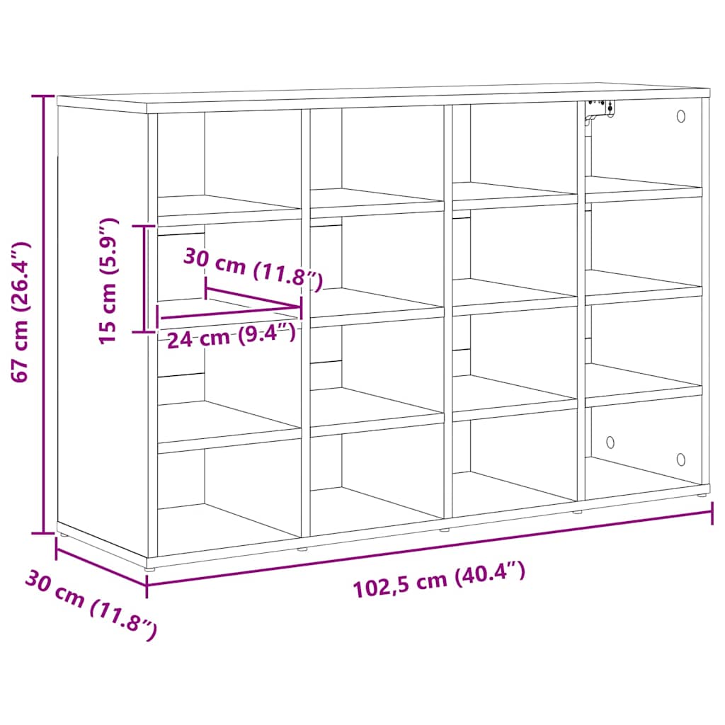 Shoe Cabinet 103 x 30 x 67 cm Engineered Wood White