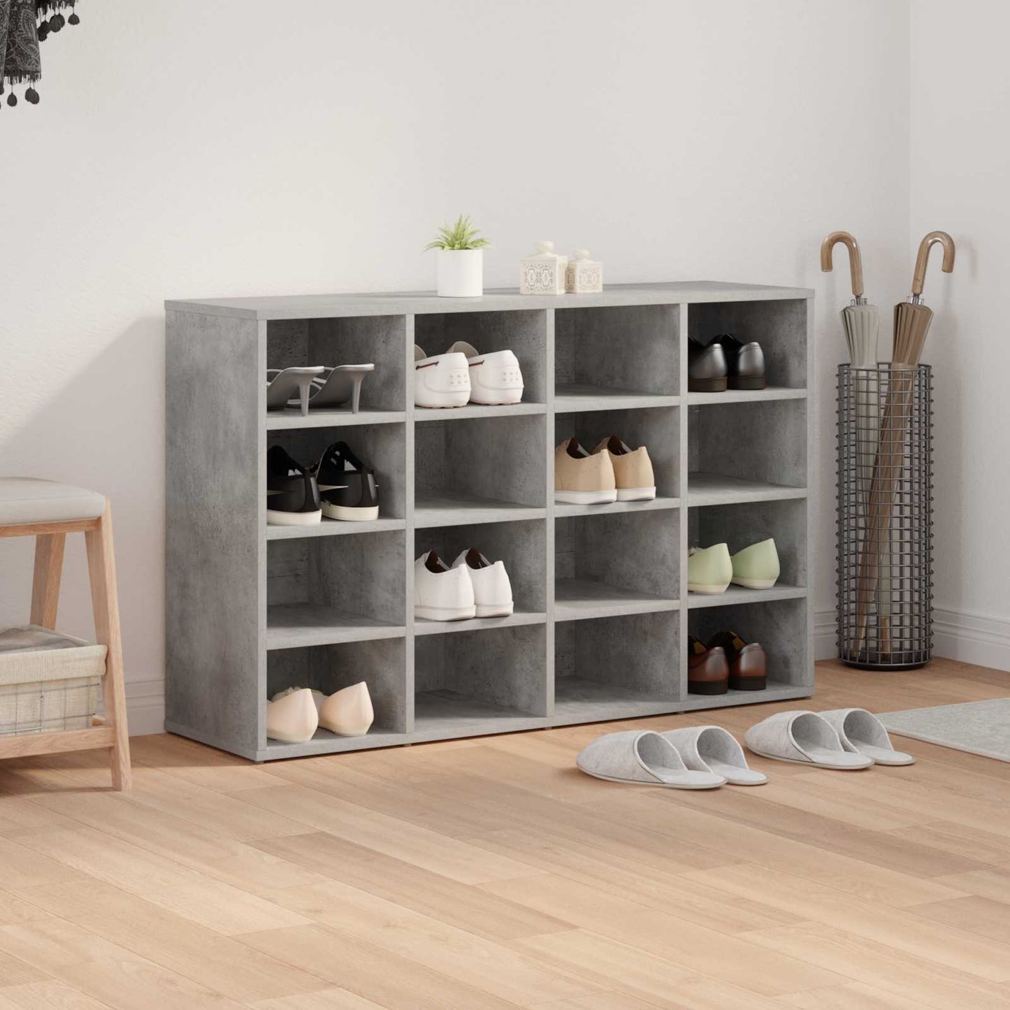 Shoe Cabinet 103 x 30 x 67 cm Engineered Wood Concrete grey