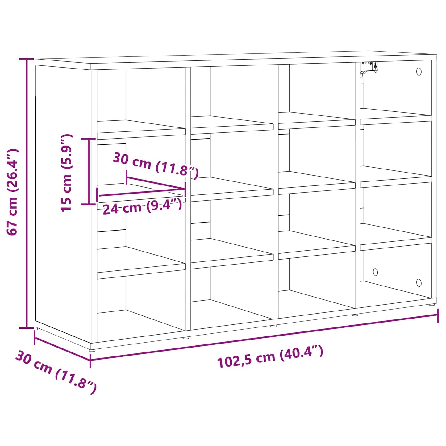 Shoe Cabinet Concrete grey 103 x 30 x 67 cm Engineered Wood