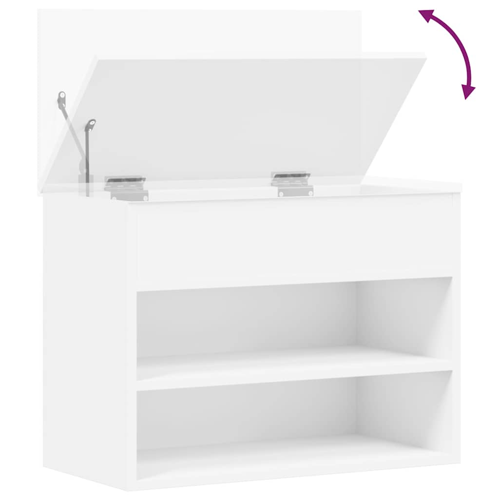 808738 vidaXL Shoe Bench White 60x30x45 cm Engineered Wood