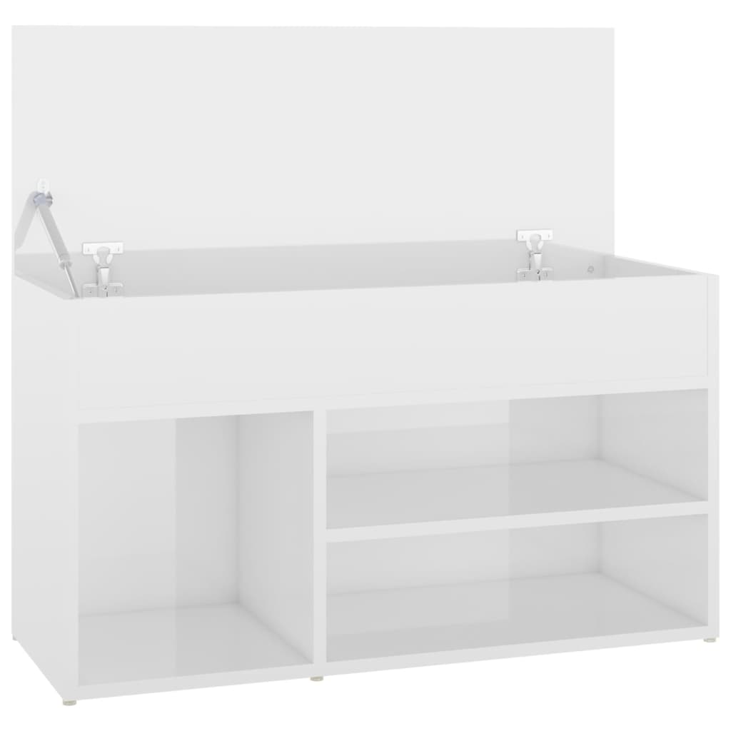 808753 vidaXL Shoe Bench High Gloss White 80x30x45 cm Engineered Wood