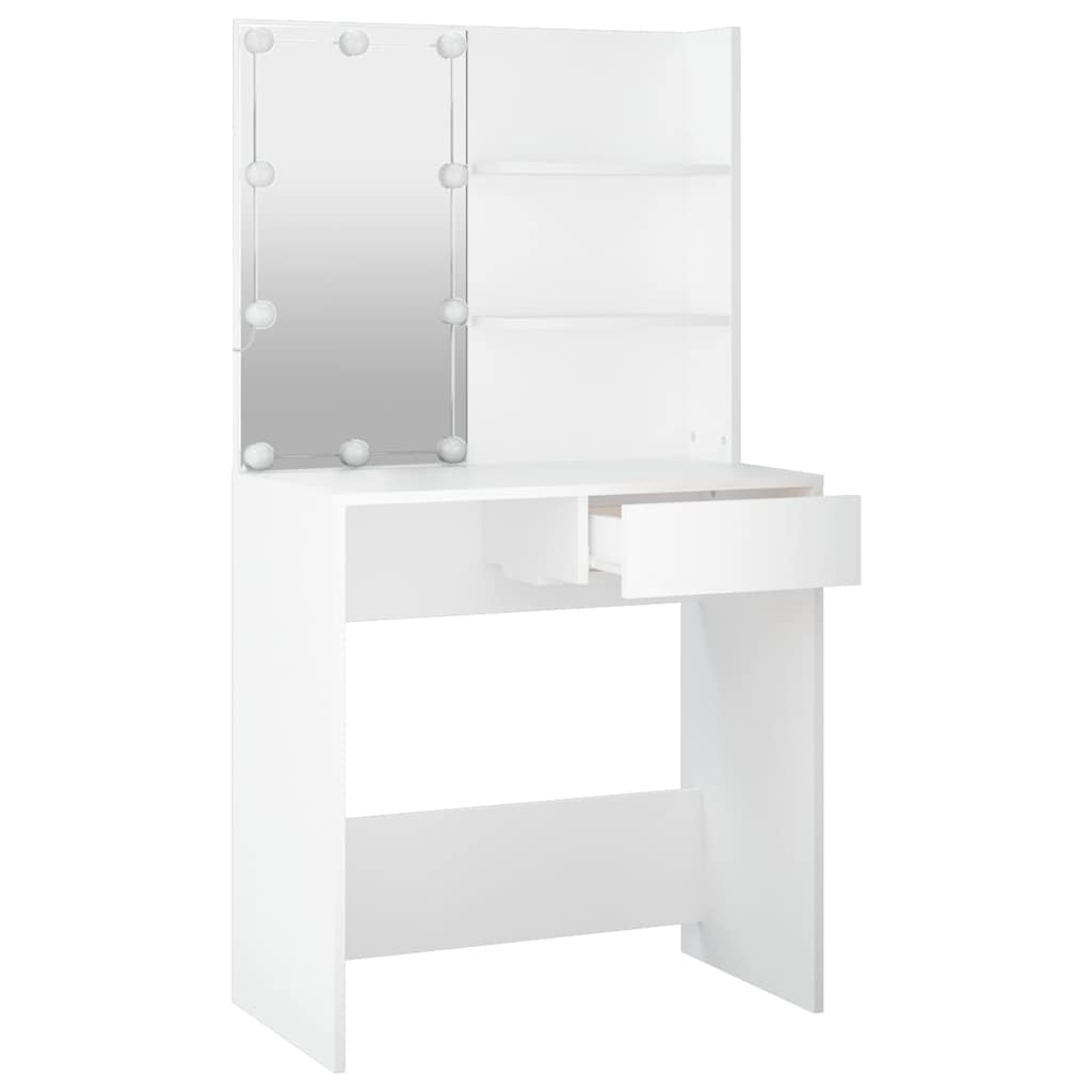 Dressing Table with LED White 74,5x40x141 cm