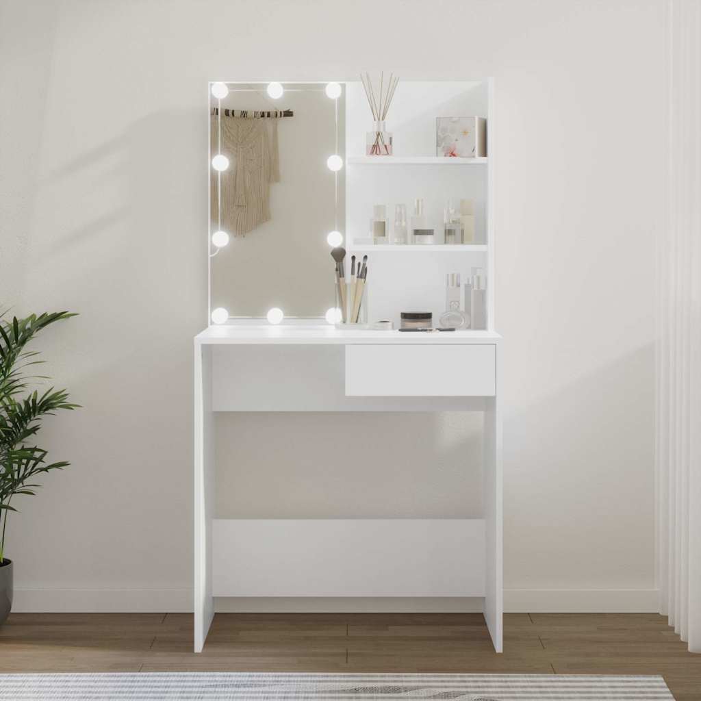 Dressing Table with LED White 74,5x40x141 cm