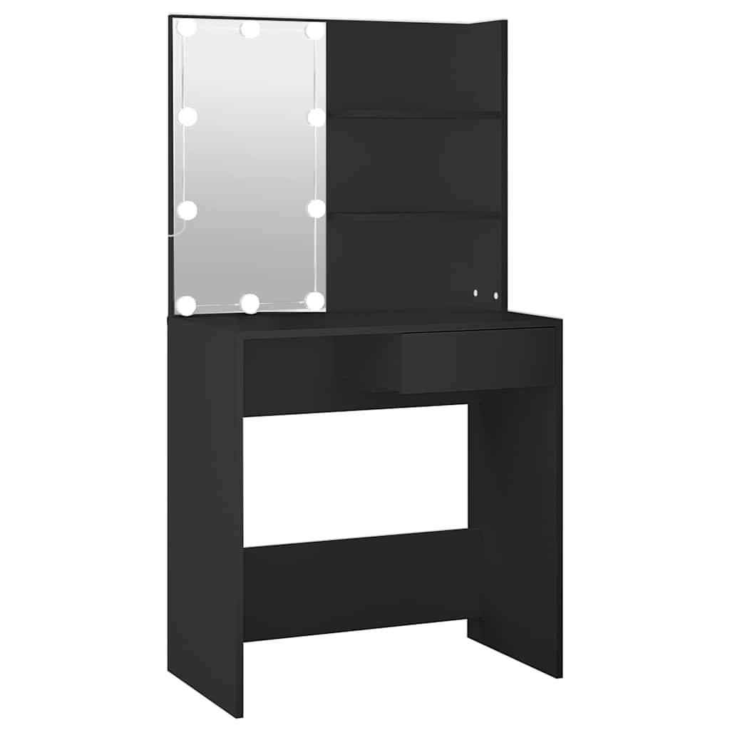 Dressing Table with LED Black 74,5x40x141 cm