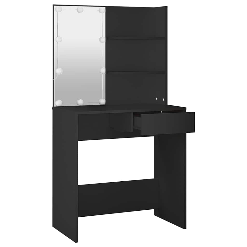 Dressing Table with LED Black 74,5x40x141 cm