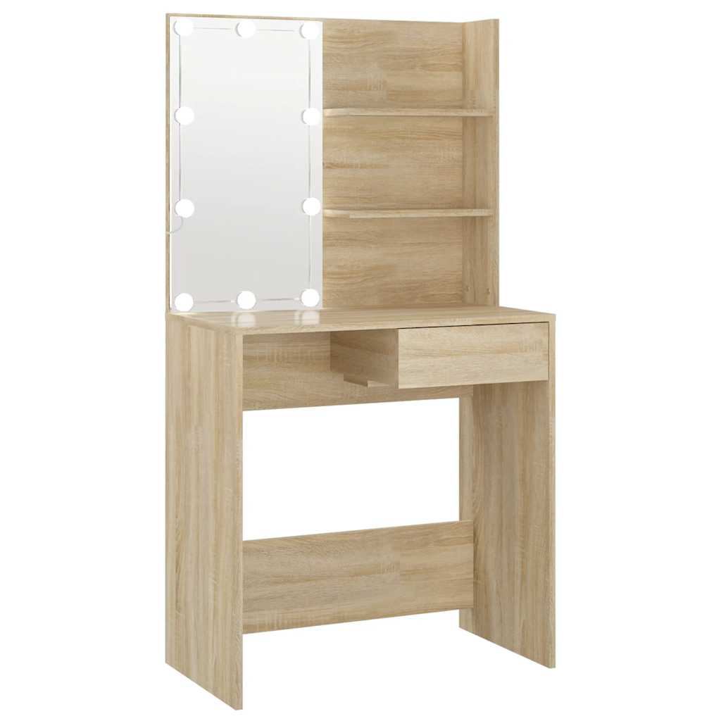Dressing Table with LED Sonoma Oak 74.5x40x141 cm
