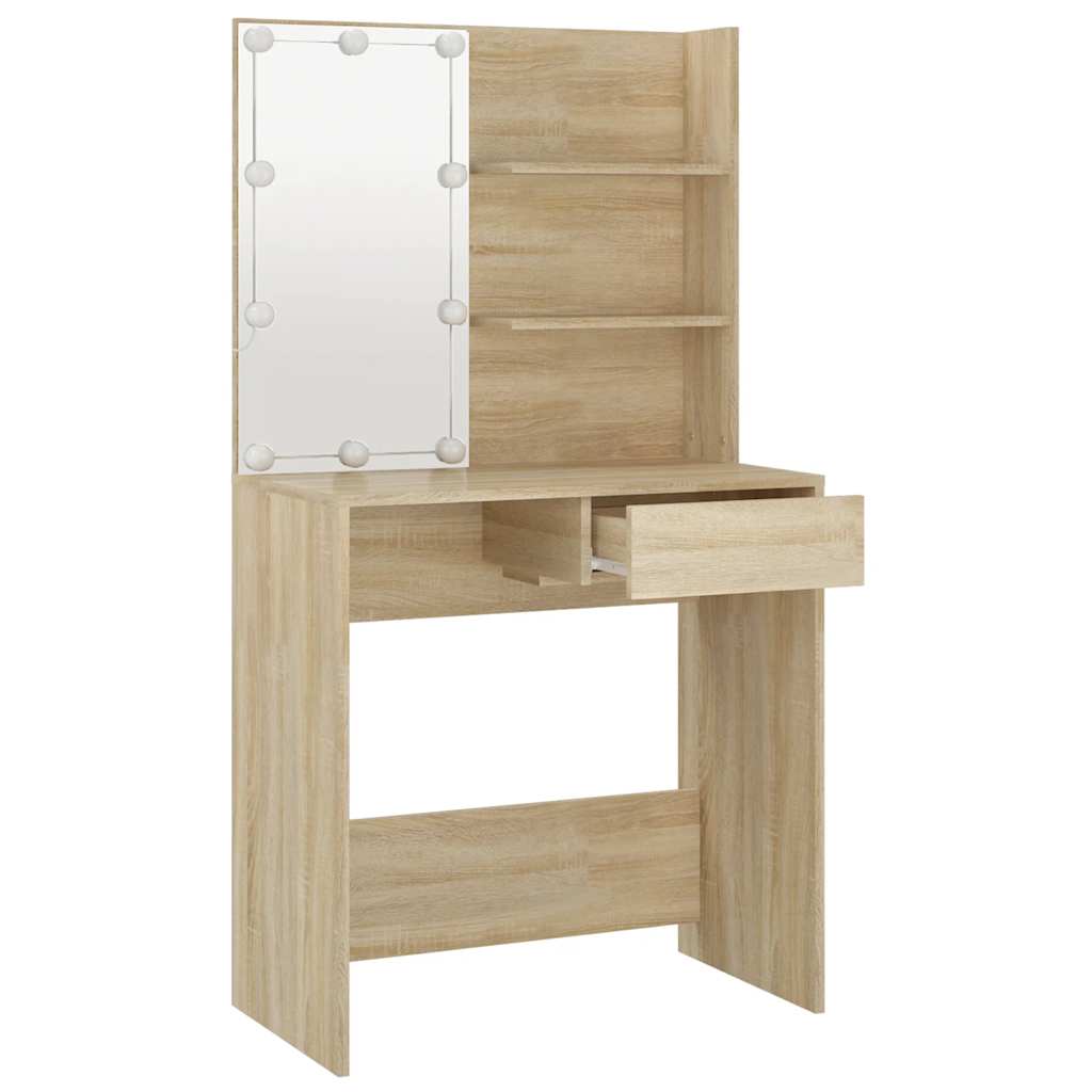 Dressing Table with LED Sonoma Oak 74.5x40x141 cm