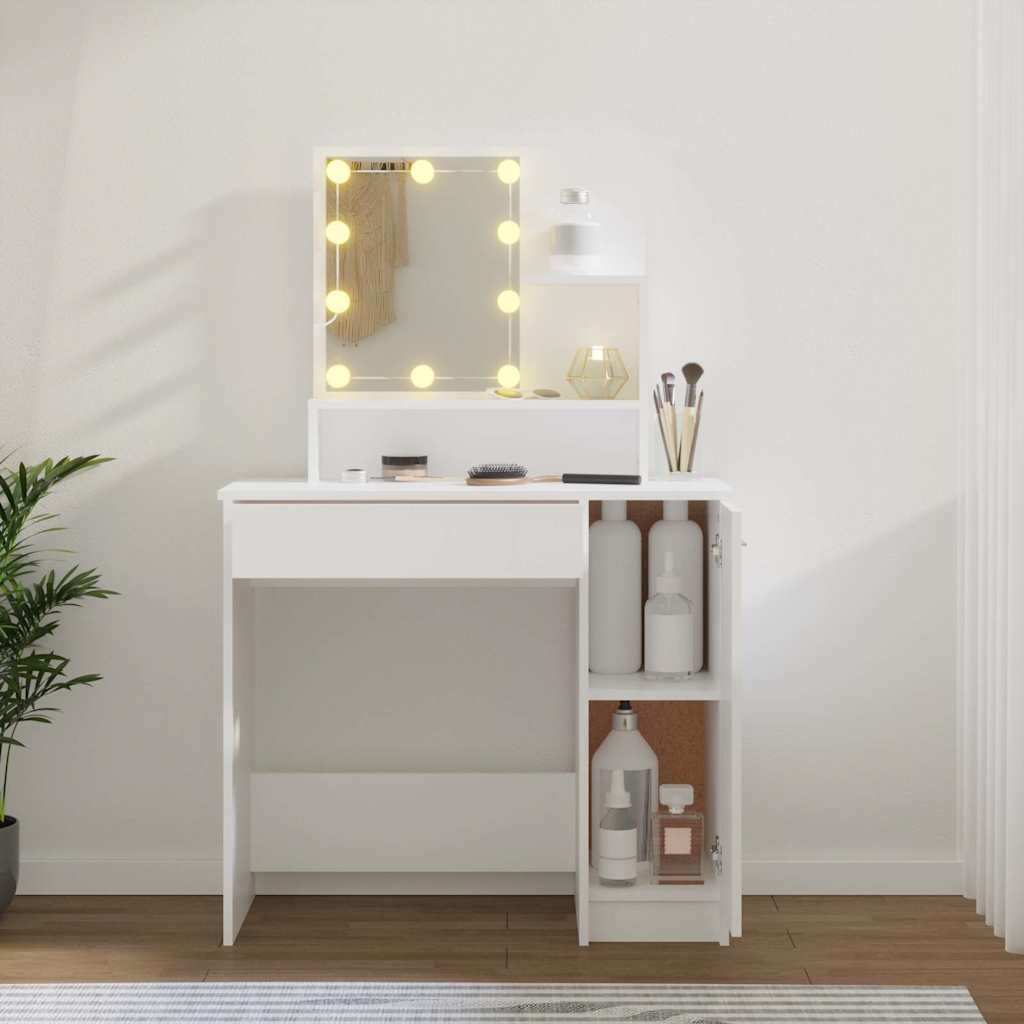 Dressing Table with LED White 86,5x35x136 cm