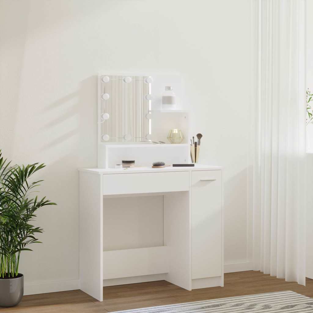 Dressing Table with LED White 86,5x35x136 cm