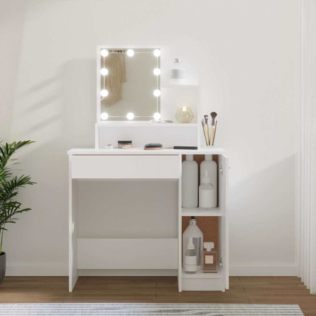 Dressing Table with LED White 86,5x35x136 cm