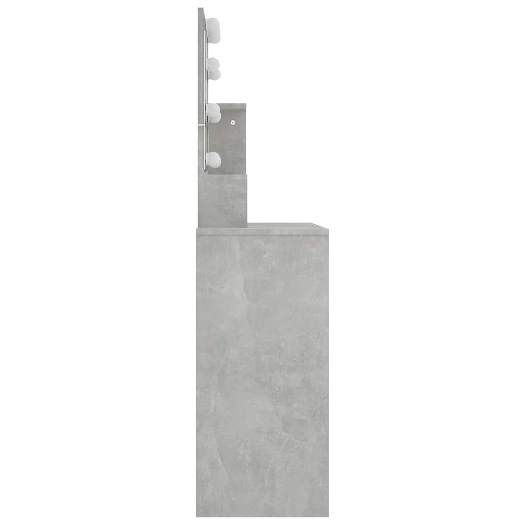 Dressing Table with LED Concrete Grey 86,5x35x136 cm