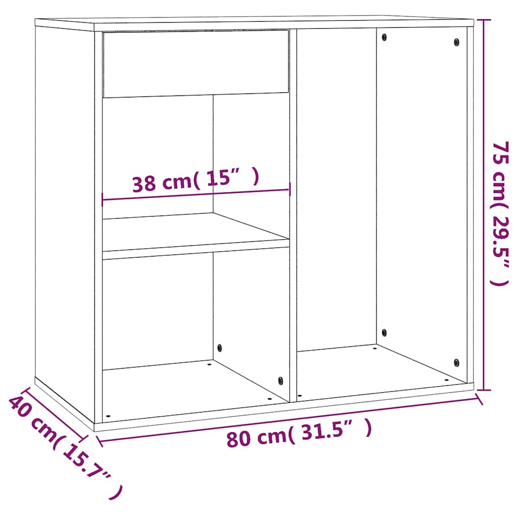 Cosmetic Cabinet High Gloss White 80x40x75 cm Engineered Wood