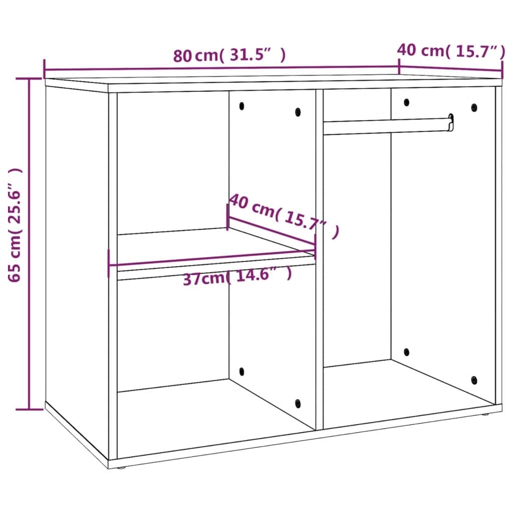 Dressing Cabinet White 80x40x65 cm Engineered Wood