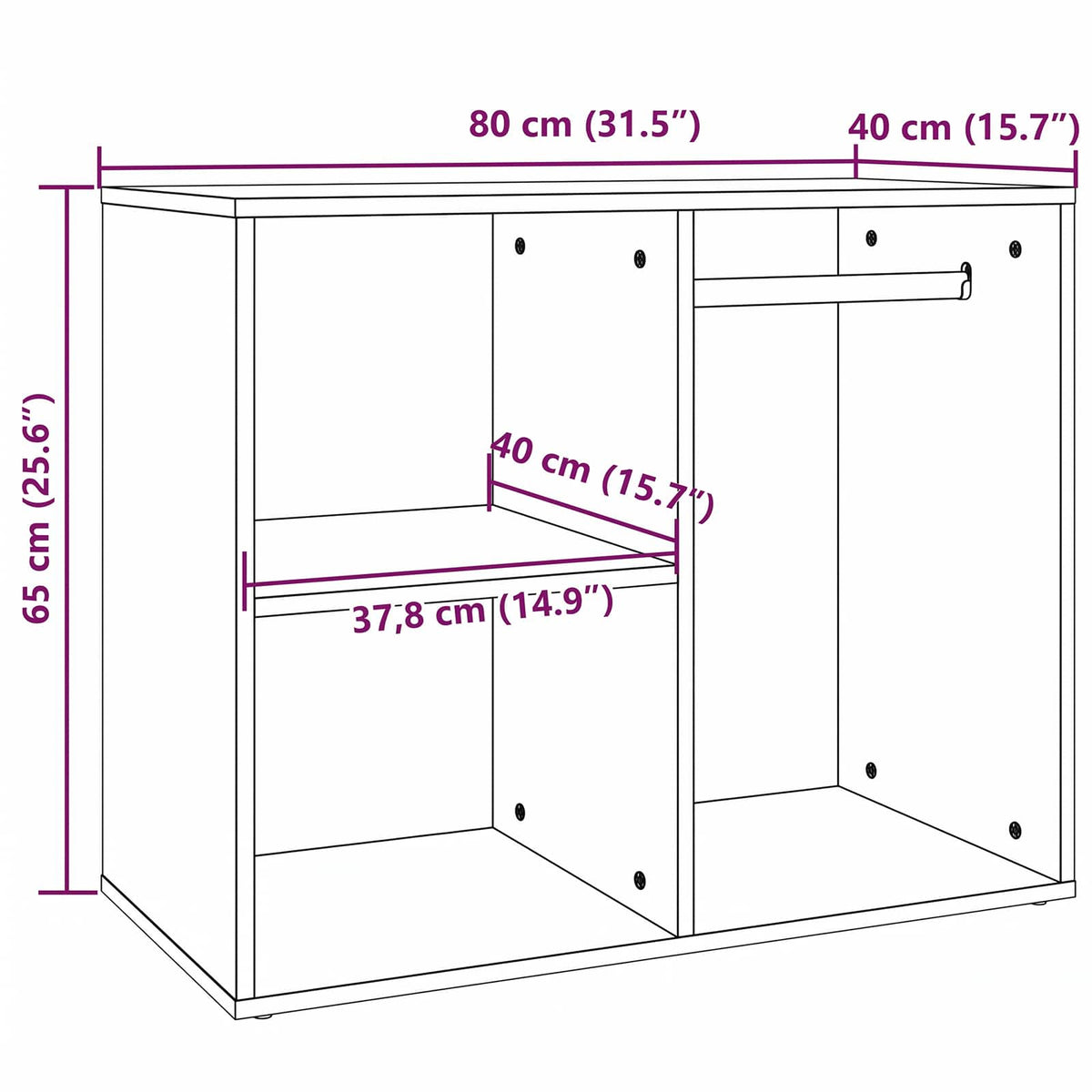 Dressing Cabinet White 80x40x65 cm Engineered Wood