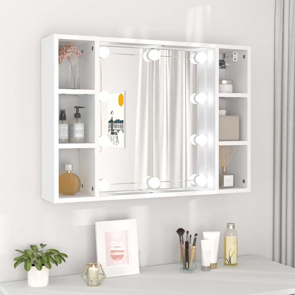 Mirror Cabinet with LED White 76x15x55 cm