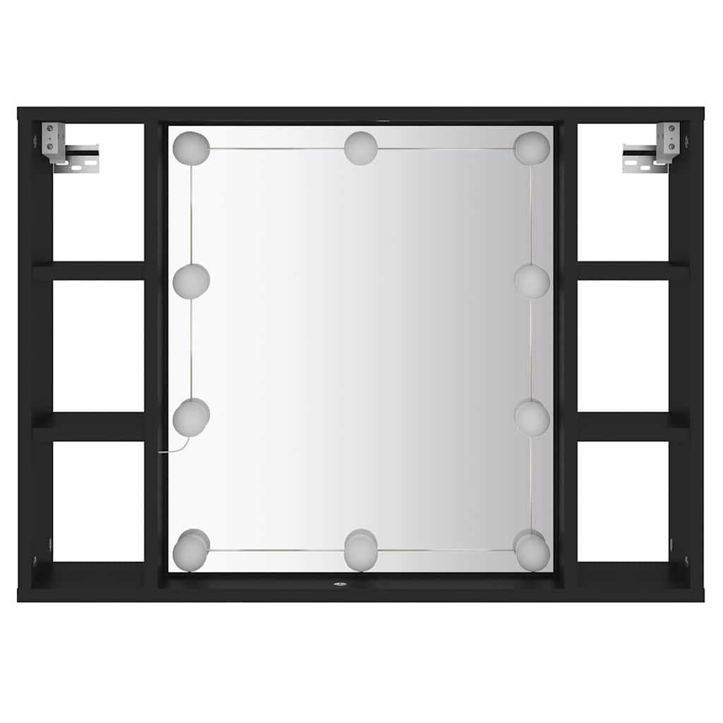 808856 vidaXL Mirror Cabinet with LED Black 76x15x55 cm