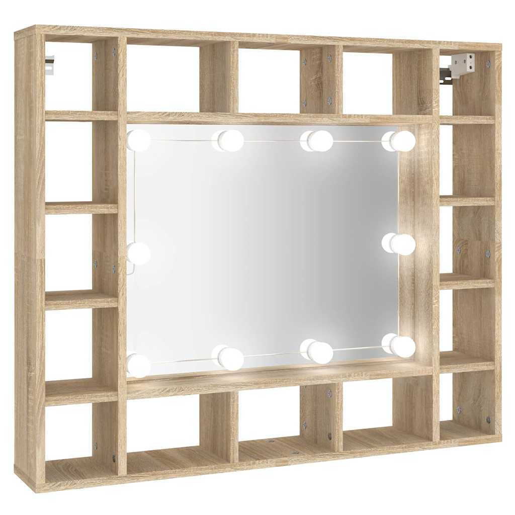 Mirror Cabinet with LED Sonoma Oak 91x15x76,5 cm