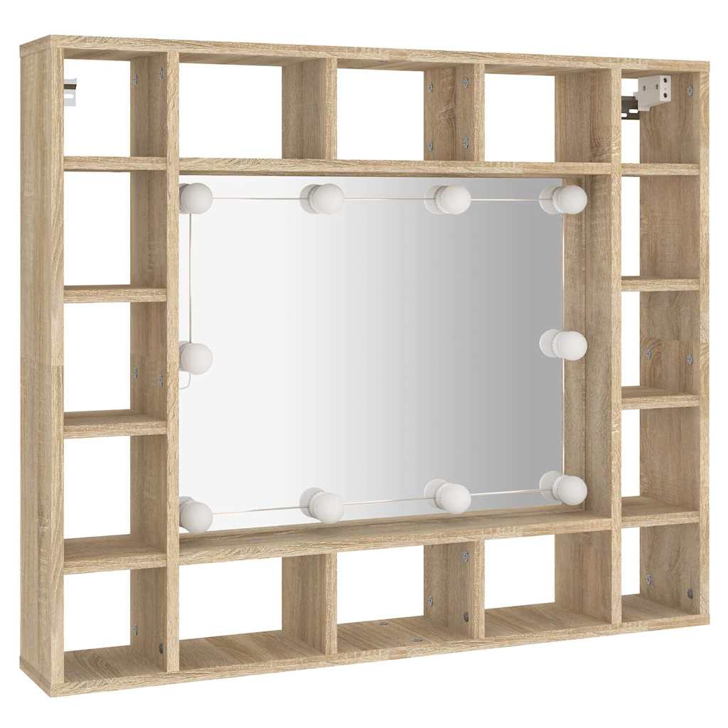 Mirror Cabinet with LED Sonoma Oak 91x15x76,5 cm