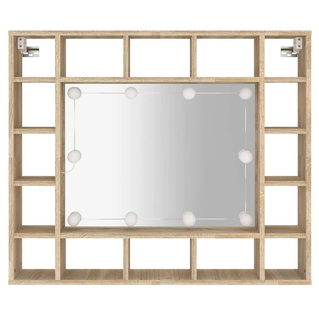 Mirror Cabinet with LED Sonoma Oak 91x15x76,5 cm
