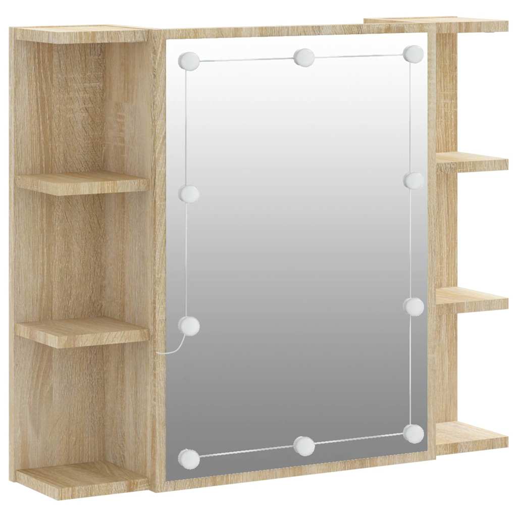 Mirror Cabinet with LED Sonoma Oak 70x16,5x60 cm