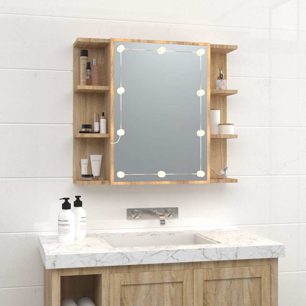 Mirror Cabinet with LED Sonoma Oak 70x16,5x60 cm
