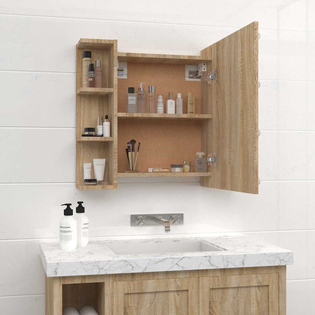 Mirror Cabinet with LED Sonoma Oak 70x16,5x60 cm