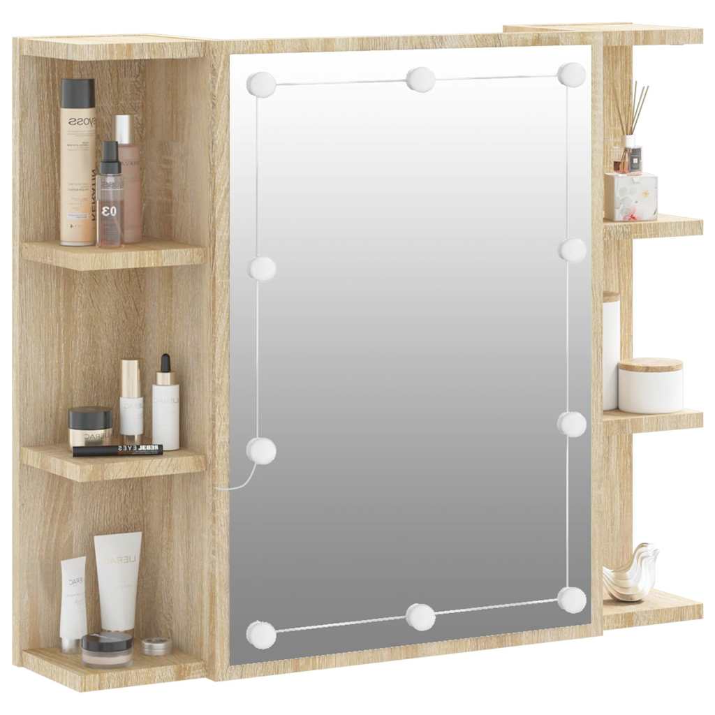 Mirror Cabinet with LED Sonoma Oak 70x16,5x60 cm