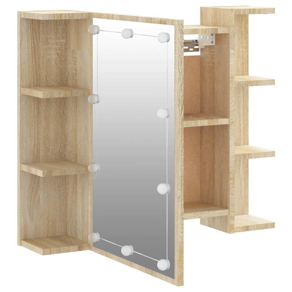 Mirror Cabinet with LED Sonoma Oak 70x16,5x60 cm