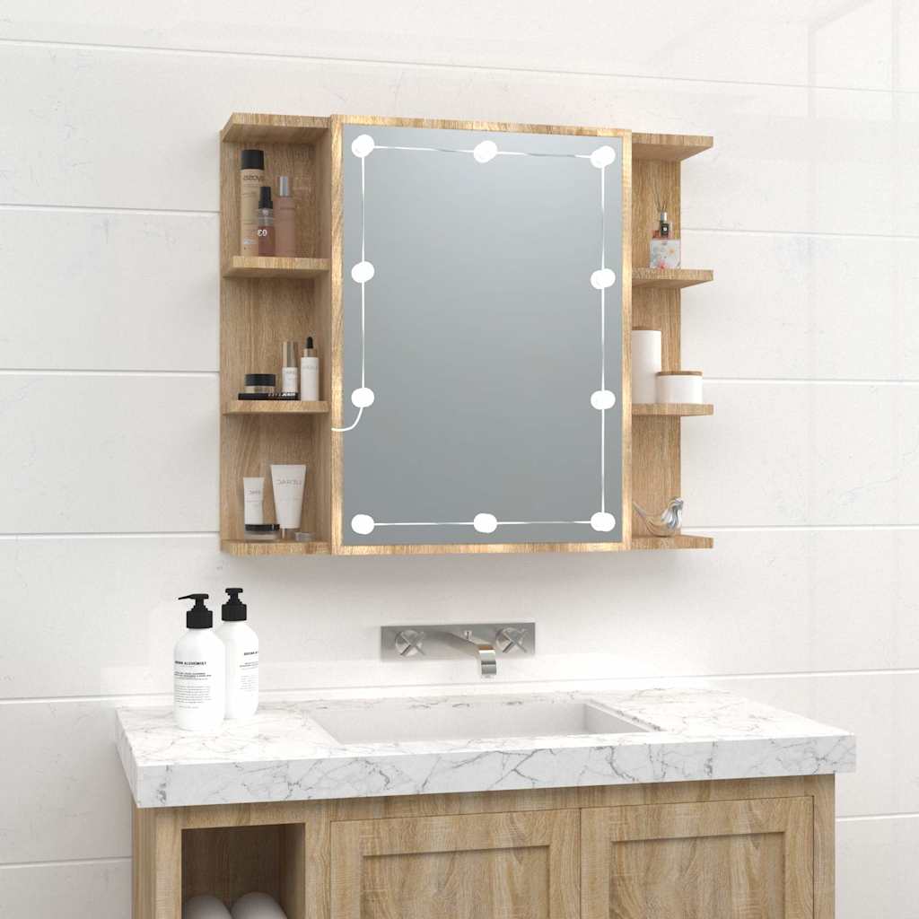 Mirror Cabinet with LED Sonoma Oak 70x16,5x60 cm