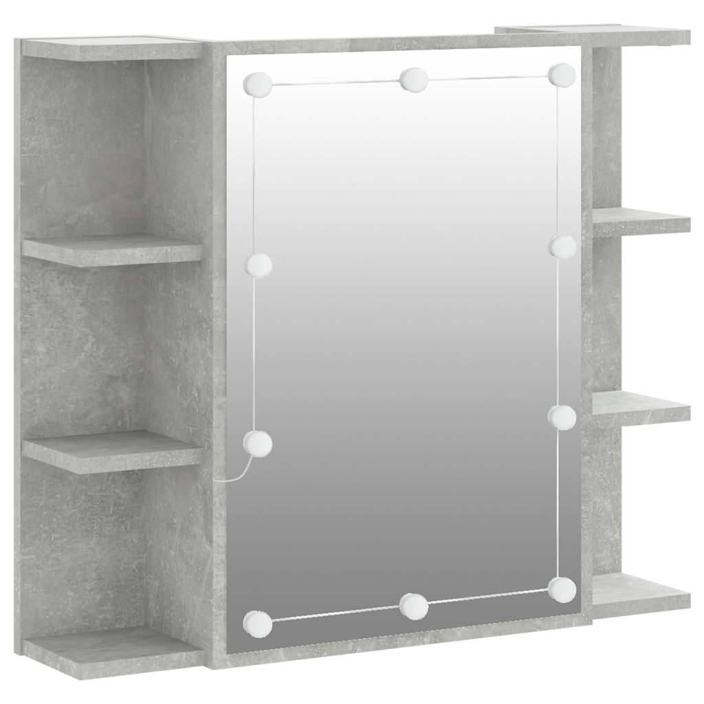 Mirror Cabinet with LED Concrete Grey 70x16,5x60 cm