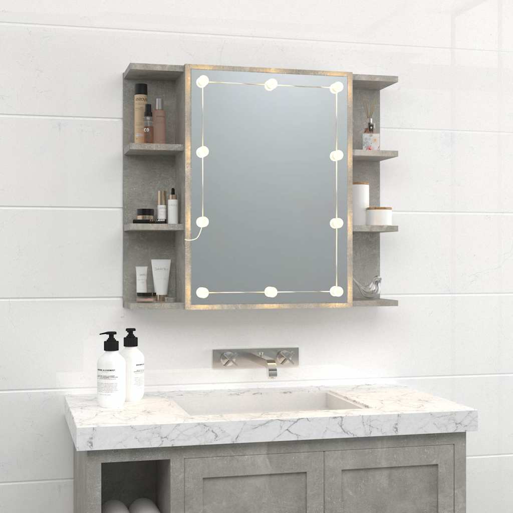 Mirror Cabinet with LED Concrete Grey 70x16,5x60 cm