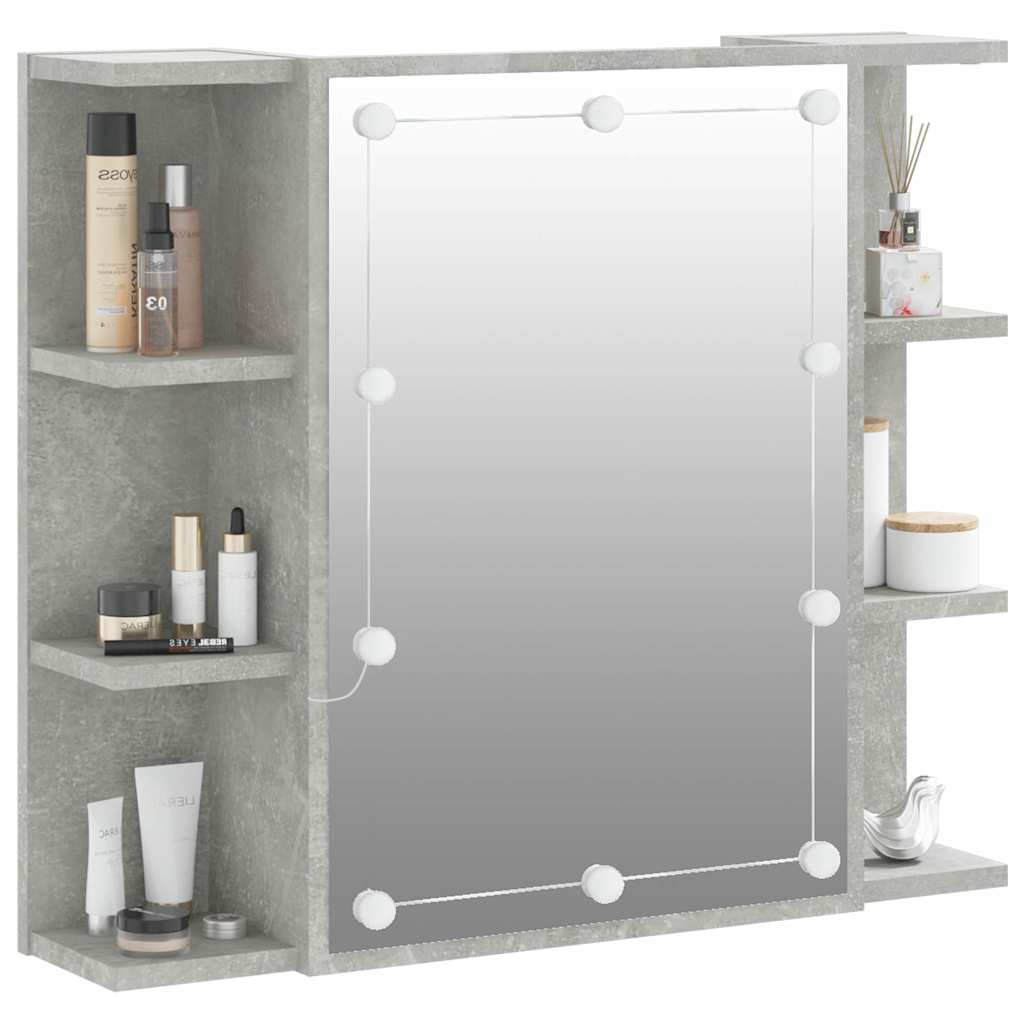 Mirror Cabinet with LED Concrete Grey 70x16,5x60 cm