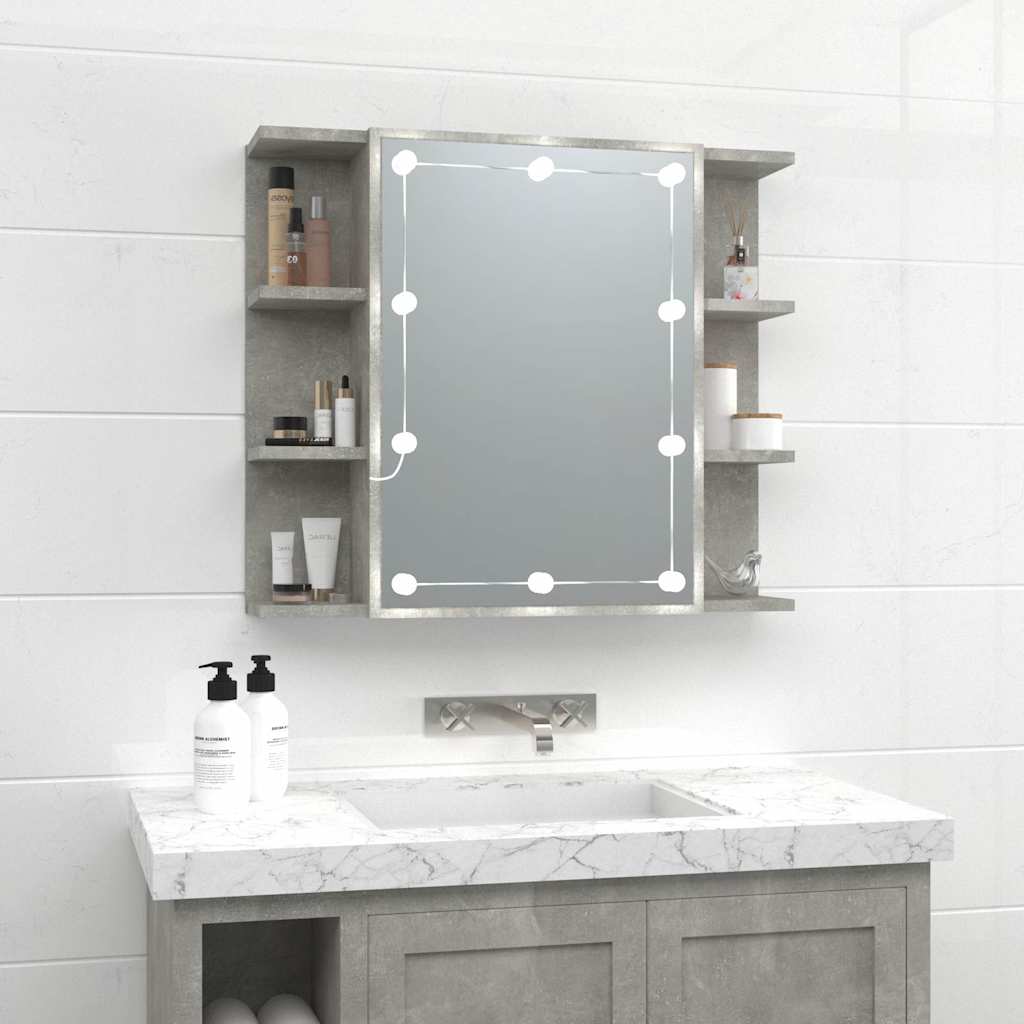 Mirror Cabinet with LED Concrete Grey 70x16,5x60 cm