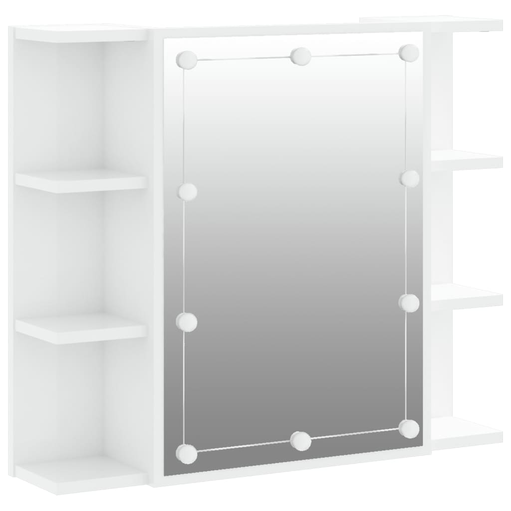 vidaXL Mirror Cabinet with LED High Gloss White 70x16.5x60 cm