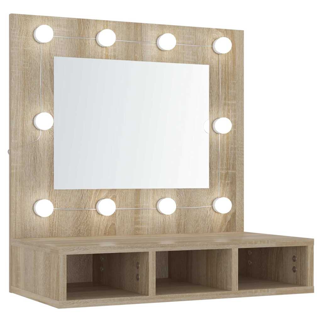 Mirror Cabinet with LED Sonoma Oak 60x31,5x62 cm
