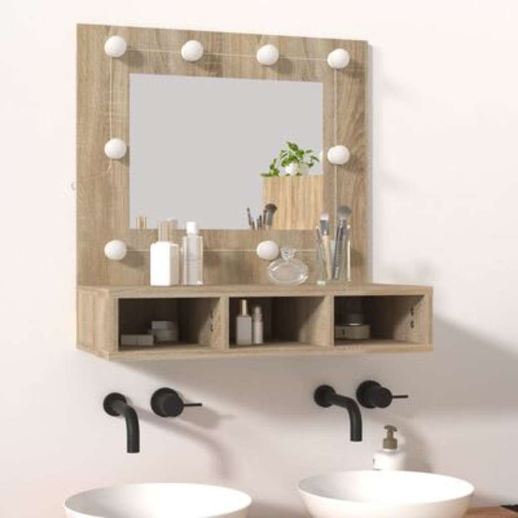 Mirror Cabinet with LED Sonoma Oak 60x31,5x62 cm