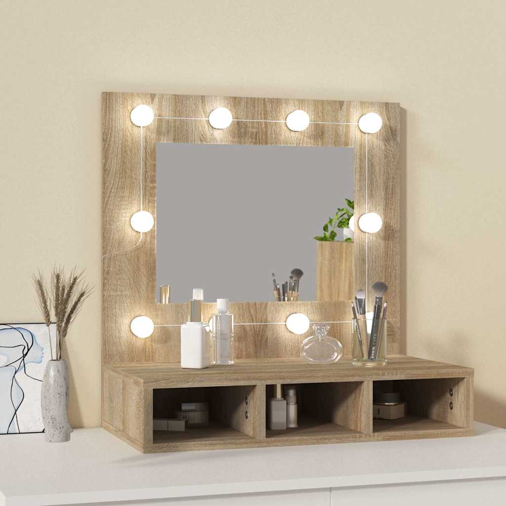 Mirror Cabinet with LED Sonoma Oak 60x31,5x62 cm