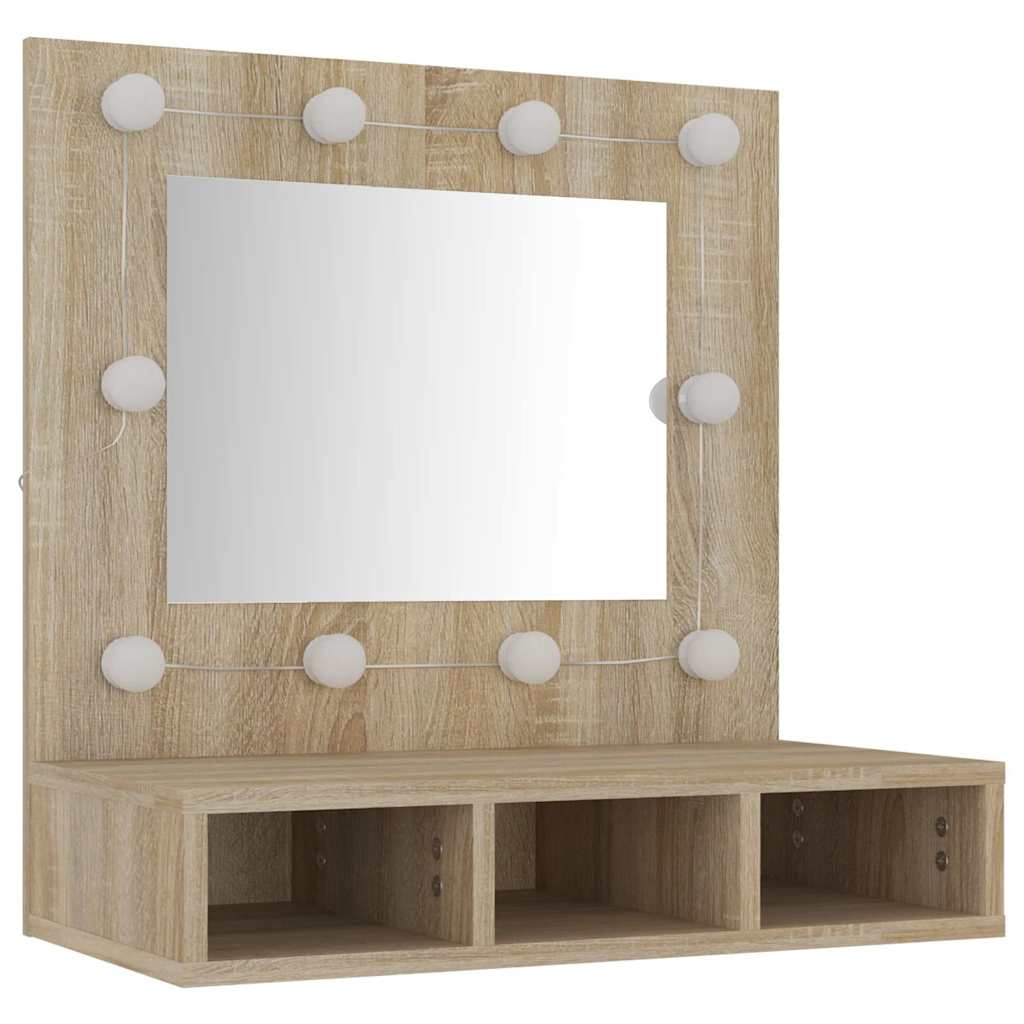 Mirror Cabinet with LED Sonoma Oak 60x31,5x62 cm