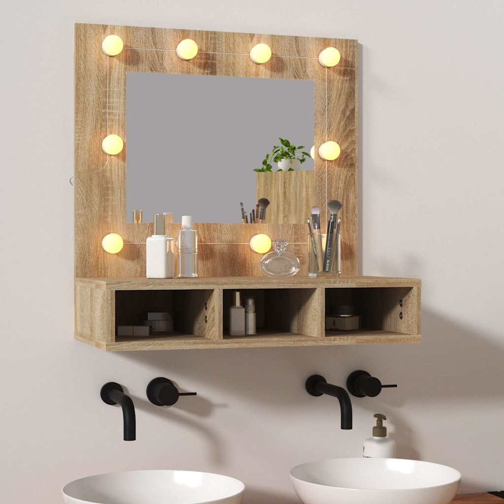 Mirror Cabinet with LED Sonoma Oak 60x31,5x62 cm
