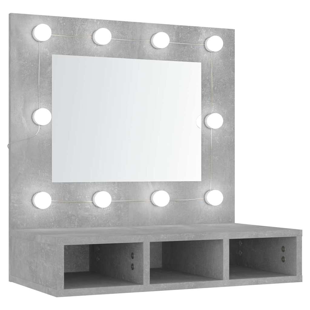 Mirror Cabinet with LED Concrete Grey 60x31,5x62 cm