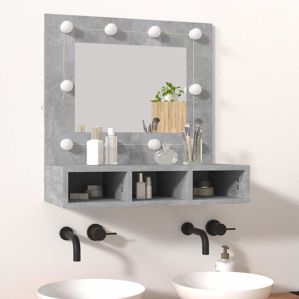 Mirror Cabinet with LED Concrete Grey 60x31,5x62 cm