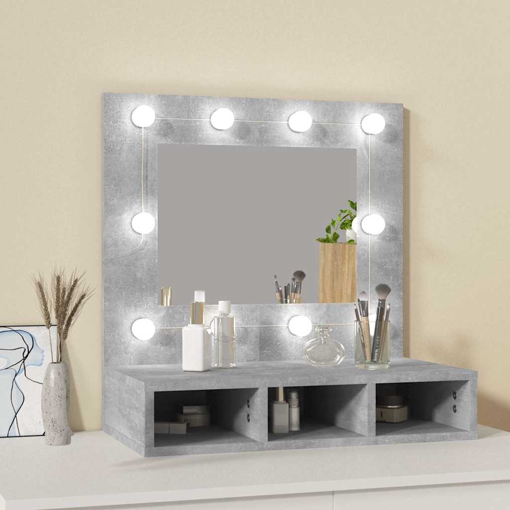 Mirror Cabinet with LED Concrete Grey 60x31,5x62 cm