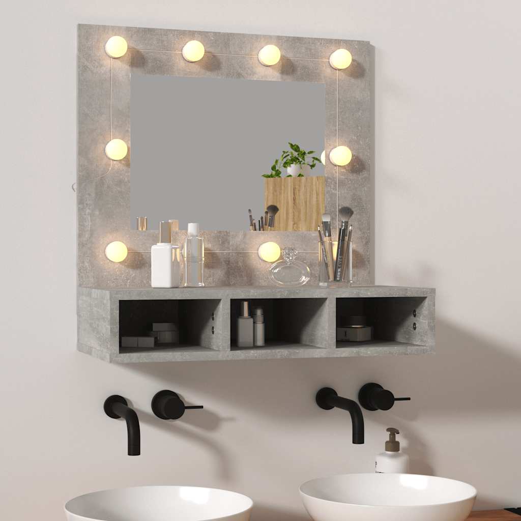 Mirror Cabinet with LED Concrete Grey 60x31,5x62 cm