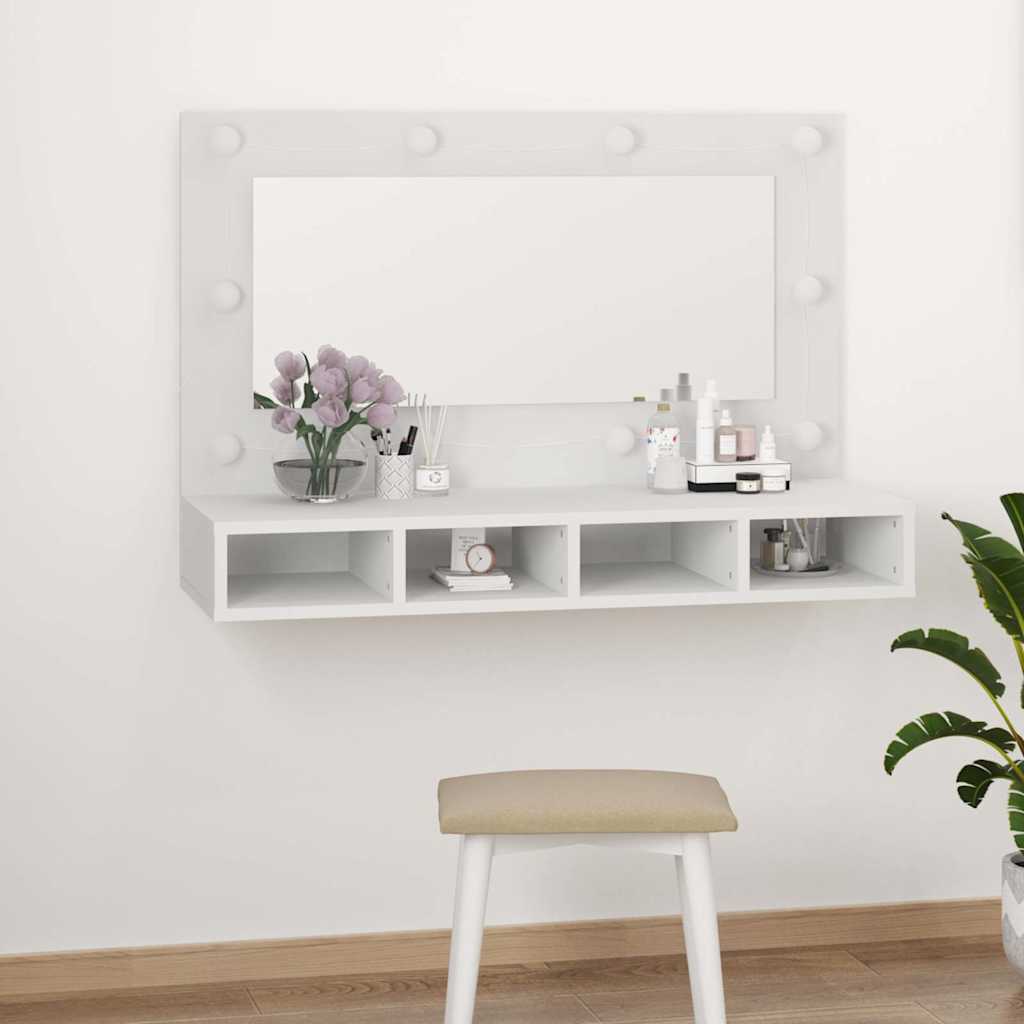 Mirror Cabinet with LED White 90x31,5x62 cm