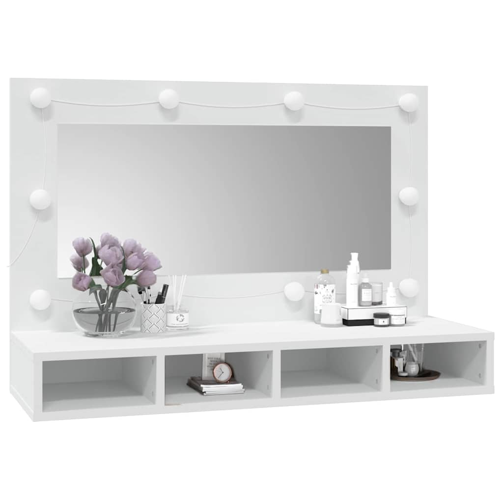 Mirror Cabinet with LED White 90x31,5x62 cm