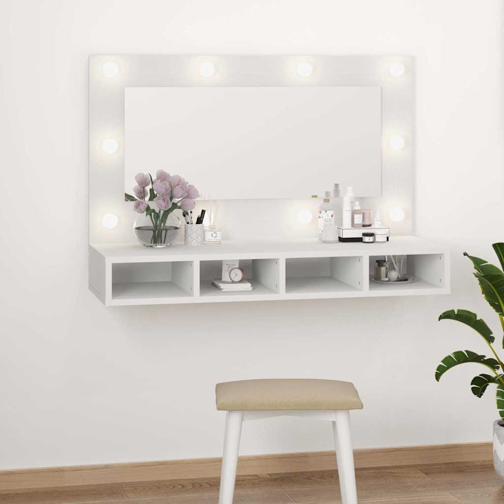 Mirror Cabinet with LED White 90x31,5x62 cm