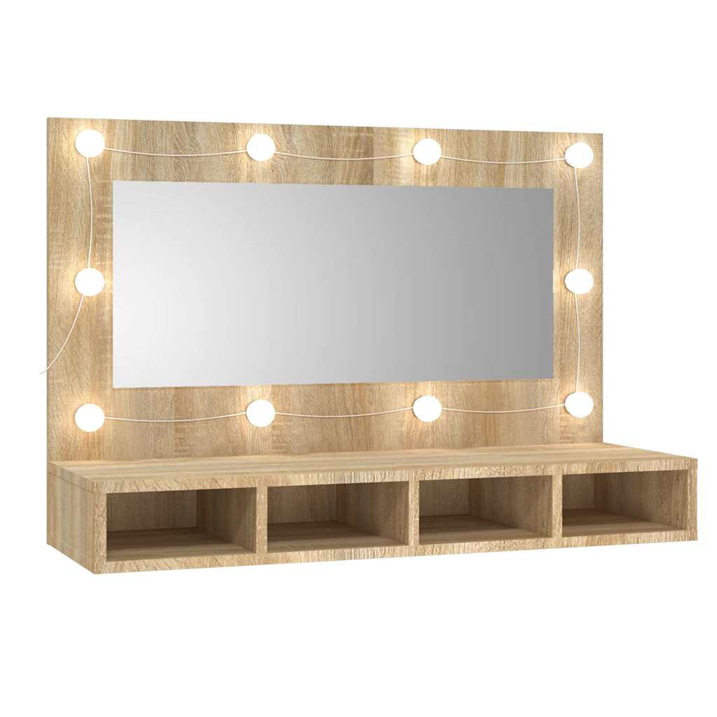 Mirror Cabinet with LED Sonoma Oak 90x31,5x62 cm