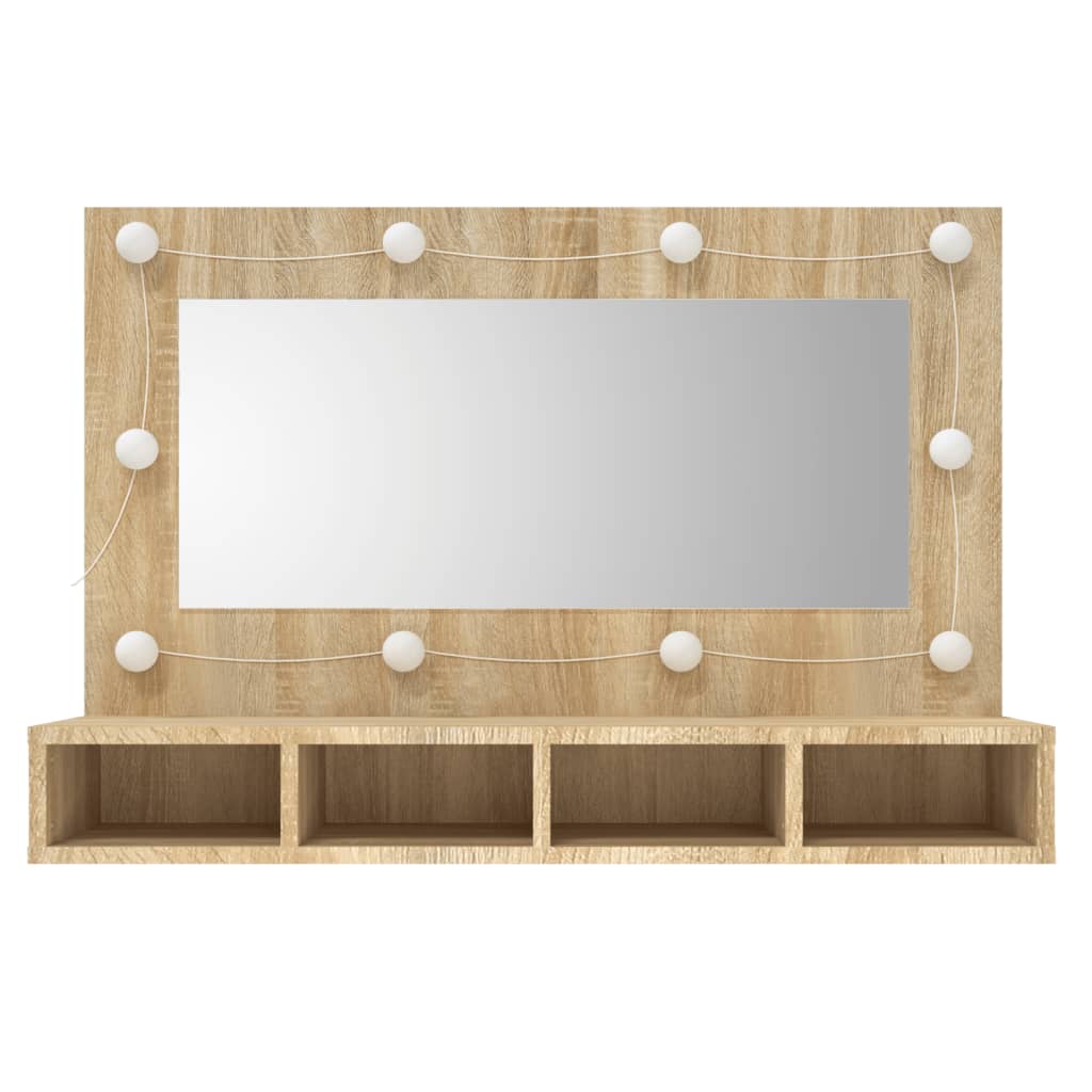 vidaXL Mirror Cabinet with LED Sonoma Oak 90x31.5x62 cm